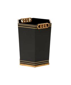 Modern Black Metal Waste Bin with Gold Finished <b>Handles</b> Perfect for Home Office Hotel And Restaurant tabletop Use From India - Product Image 4
