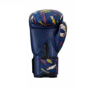 Boxing Gloves Training PU Material Digital Print Velcro Closure Adult Size Blue with Red Yellow <b>White</b> Pattern Boxing Gloves - Product Image 3