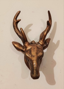 Décoration murale en aluminium en forme de tête de cerf, 15x13x24cm, marron, style vintage moderne, objet décoratif pour salon - Product Image 3
