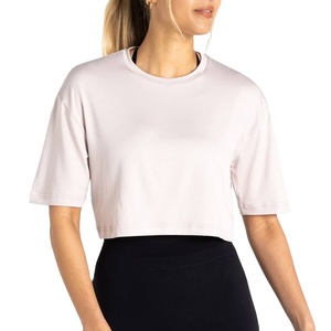 Camiseta Deportiva Personalizada con Estampado, Top Corto Holgado para Mujer, Camiseta Holgada de Manga Corta, Tops Cortos de Algodón - Product Image 1