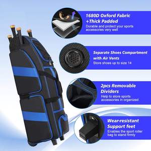 Sac de sport à roulettes Bagnex pour équipement de baseball, en tissu 600D, 50-70L, fermetures éclair fluides, durable, imperméable, avec logo personnalisé, unisexe - Product Image 4