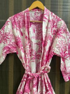 Bata Kimono Floral de Algodón para Mujer, Hecha a Mano con Estampado Digital, Cuello en V, Cierre con Cordón, para Spa, Dama de Honor, Vestido de Verano - Product Image 5