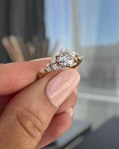 Moissanite 1CT Round Cut Diamond Cluster Ring <b>For</b> Women's original 925 Silver With Rhodium Plated <b>For</b> Bridal Promise <b>Gift</b> <b>Her</b> - Product Image 1