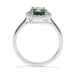 Bague ovale en apatite bleue Fort Dauphin 2,38 carats, 12 mm x 10 mm, zircon blanc, en argent sterling plaqué platine, cadeau pour elle - Product Image 2