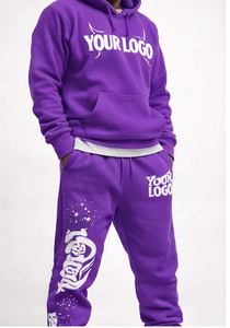Ensemble de survêtement homme en molleton 100 % coton épais et respirant pour l'hiver, style streetwear, avec logo personnalisé, vente en gros, comprenant un sweat à capuche et un pantalon de survêtement - Product Image 2
