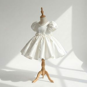 Vestido de Fiesta Corto de Satén de Alta Calidad, Elegante, Estilo Princesa, Vestidos de Flores para Niñas, para Cumpleaños, Bodas y Concursos - Product Image 3