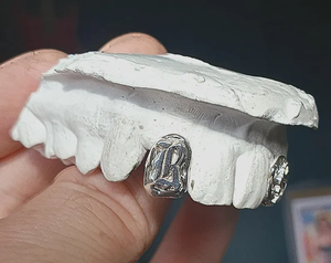 Grillz dentaire plaqué argent massif 925 avec résine bleue, violette et blanche, en contenants, unisexe - Product Image 4