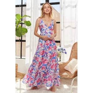 Vestido Camisero Floral con Lazo en la Espalda ROSA/AZUL Talla S Variantes Hechas a Mano - Product Image 3