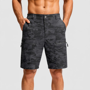 Pantalones Cortos Cargo de Lona para Hombre, Cintura Media, Cierre Elástico, Bolsillos de Secado Rápido, Estilo Casual, Largo Bermuda - Product Image 1