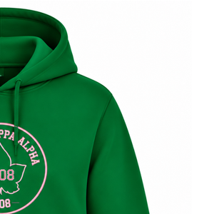   Sudadera con Capucha Rosa Clásica Bordada para Mujer con Diseño de Letras Griegas Verdes, Suave y Cálida, de Felpa, Informal, para Hermandades - Product Image 4
