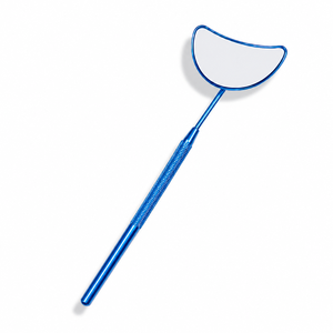 Handheld Pocket Makeup <b>Mirror</b> 3X Magnifying Single Side <b>Moon</b> Shape Stainless Steel Frame Chrome Finish Blue Color - Product Image 1