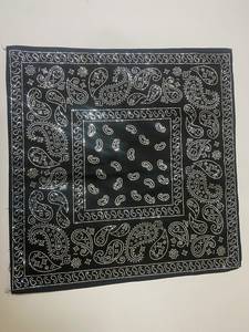 Black Paisley Bandana Rhinestone Print Square Scarf Double Sided Custom Logo Cotton Handkerchief for Sports Casual Wear - Product Image 1