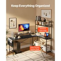 Bureau de jeu d'angle moderne et élégant en forme de L de 67 pouces, réversible, avec support mobile pour unité centrale et support pour écran