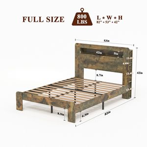 Letto a piattaforma in legno a grandezza naturale con testiera illuminata a LED e 2 porte USB, silenzioso, senza bisogno di rete a molle, con opzione contenitore - Product Image 5