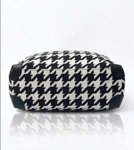 Elegant Houndstooth <b>Tweed</b> Tote Bag With Zipper Closure Black And White Pattern Daily Use Women's <b>Handbag</b> - Product Image 3