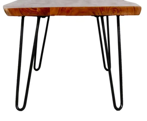 Offre spéciale, pieds en métal au design moderne, plateau en bois, Table basse de faible hauteur, Table d'appoint pour meubles de salon - Product Image 2