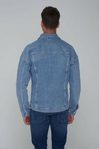 Blouson en jean d'hiver pour homme, personnalisable avec logo, vente en gros, streetwear décontracté, coupe classique, en coton délavé, simple boutonnage, automne - Product Image 6