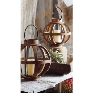 Farol grande de madera, rústico, hecho a mano, decorativo, colgante, para bodas, jardín, patio, restaurante, hotel - Product Image 3