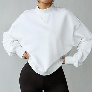 Custom Printed Women Mock Neck Sweatshirt Heavyweight Streetwear Pullover - Product Image 2