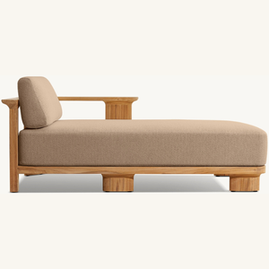 Modern Style Solid Teak Wood Sun Lounger Furniture for Outdoor Use in Garden Beach Hotel Villa Park Durable Eco-friendly Design - Product Image 1