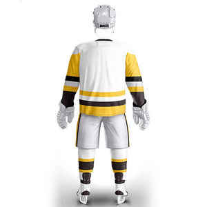 Uniforme de Hockey Personalizado al por Mayor, Jersey de Hockey sobre Hielo Azul y Rojo con Cuello Redondo y Bordado Twill - Product Image 2