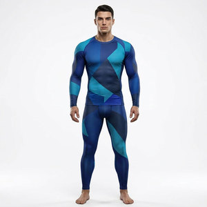 Full Sleeve Compression Shirt Pants Set <b>Red</b> Seamless Quick Dry Spandex Polyester Athletic Wear for Workout - Product Image 6