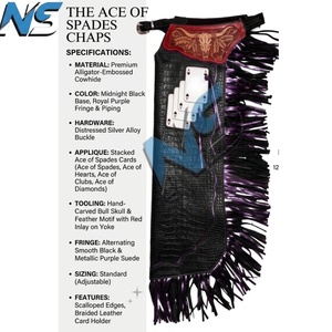 Custom Premium Textured -Embossed Genuine <b>Leather</b> Durable Abrasion-Resistant Western Chaps with Tassels for Men - Product Image 4