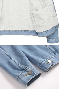 OEM Custom Front Logo Waterproof Breathable Denim Jacket for <b>Men</b> Winter High Street Fashion Cotton Blend Fitted Long Sleeve - Product Image 4