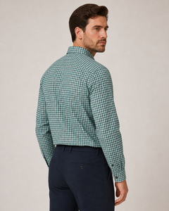 Camisa de vestir a cuadros verde gingham premium personalizada para hombre, de manga larga, informal, con botones, de algodón, para hombre, fabricante de ropa. - Product Image 5