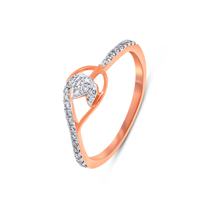 Anillo de Oro Rosa de 18K de Primera Calidad con Diseño de Hoja con Diamantes para Mujer, Estilo Moderno Abierto, Joyería Fina, Inspirado en la Naturaleza - Product Image 1