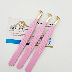 Pince à cils rose plaquée or, pointe lisse, outils de précision pour extensions de cils - Product Image 4