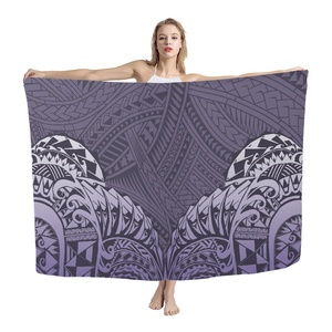 Paréo de plage maxi unique à imprimé tribal polynésien pour femme, cache-maillot de bain personnalisé, vêtement de plage imperméable, style hawaïen estival - Product Image 3