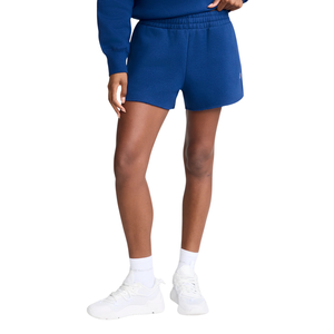 Custom <b>Women's</b> Royal Blue Fleece <b>Shorts</b> Elastic Waist Drawstring Side Pockets Raw Hem Casual Summer Lounge Wear Wholesale <b>Shorts</b> - Product Image 1