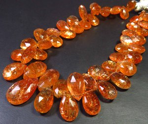 African Sunstone <b>Rainbow</b> Pear Gemstone Faceted Beads 9-16mm Natural Full Sparkle Orange Confetti 8.5" Strand DIY <b>Top</b> Grade - Product Image 2