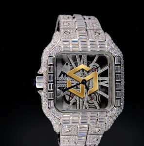 Reloj de Pulsera de Cuarzo de Lujo con Diamantes de Imitación Moissanite, Estilo Hip Hop, para Hombre, Poligonal, Analógico - Product Image 2
