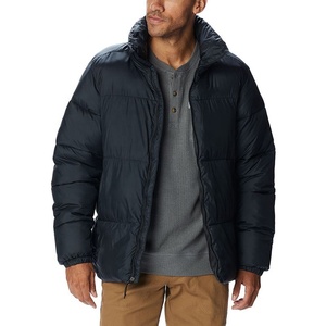 Veste matelassée bleu marine pour homme avec capuche, col montant, fermeture éclair, coupe-vent, vêtement d'hiver décontracté, coupe régulière, matière polyester - Product Image 2