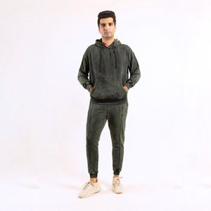 Conjunto de chándal para hombre vintage lavado con ácido personalizado parche desgastado cortado y cosido con Jersey trajes de sudor Sun Faded para la temporada de otoño - Product Image 1