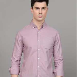เสื้อเชิ้ตผ้าฝ้ายทรงสลิมฟิตแบบคลาสสิกสำหรับผู้ชาย คอปกติดกระดุม - Product Image 2