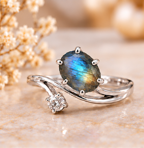 Bague en argent labradorite, pierre précieuse naturelle à reflets bleus, bague en argent sterling 925, bijoux élégants pour femmes - Product Image 2
