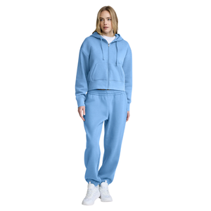 <b>Women</b> Full Zip Hooded Tracksuit With Trousers Tapered Jogger Fitted Casual <b>Lounge</b> Wholesale Custom Two Piece Clothing Outfit Set - Product Image 1
