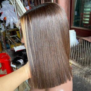 วิกผมบ๊อบ ผลิตภัณฑ์ผมแท้เวียดนาม วิกผมแบบติดลูกไม้ด้านหน้า วิกผมจากผมดิบ วิกผมแบบติดลูกไม้ด้านหน้าแบบไม่ต้องใช้กาว สำหรับผู้หญิงผิวสี - Product Image 3