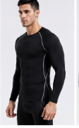 HAWK SPORTS INDUSTRIES Haut de sport à manches longues en polyester tricoté pour homme, col rond, couleur unie, séchage rapide, couche de base sportive 140g - Product Image 6