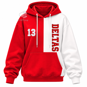 Delta |   Sigma |   Sudadera con capucha de bloques de color para mujer Theta, con letras griegas bordadas, cordón ajustable y bolsillo canguro - Product Image 1