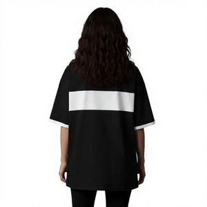 Customized <b>Women's</b> Loose Fitting Workout <b>Black</b> O neck Drop Shoulder Oversized T-<b>Shirts</b> Plain Washed Vintage T-<b>Shirts</b> For <b>Women</b> - Product Image 3