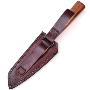Couteaux de cuisine Damas haut de gamme avec manche ergonomique en bois, lame en acier à motifs et étui en cuir pour la cuisine professionnelle - Product Image 6