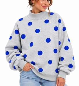 Sweat-shirt pull-over gris pour femme, col rond, manches lanternes, éco-responsable, infroissable, polyester/coton, épaules tombantes - Product Image 5