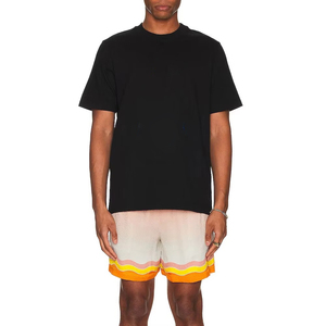 Streetwear Graphic Digital Men's <b>Black</b> Regular Fit Cotton T-Shirt O-Neck Short Sleeve Solid Color Casual Jersey Knit <b>Top</b> - Product Image 5
