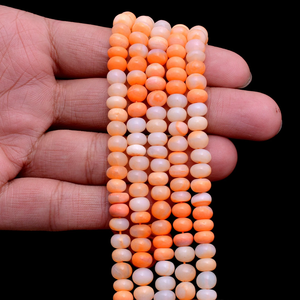 Perles Rondelles Lisses en Opale Orange 7mm-8mm, Pierre Précieuse Naturelle Opale Multi-Feu Semi-Précieuse, Perles Libres pour la Fabrication de Bijoux - Product Image 4