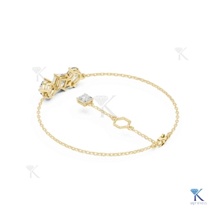 Lab Grown Diamond Three Stone Multi-Cut Chain <b>Bracelet</b> 14K 18K <b>Solid</b> Gold Fine Women Luxury Jewelry Manufacturer Wholesale - Product Image 6