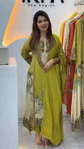 Accesorios de Moda, Traje Salwar Étnico para Mujer, Diseño Indio-Pakistaní, Bordado, Crepé Natural, para Fiestas, Último Diseño - Product Image 4